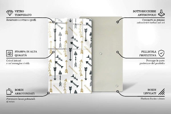 Deska kuchenna szklana Wzór boho strzałki