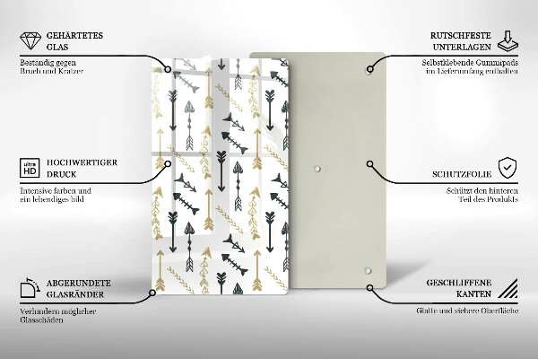 Deska kuchenna szklana Wzór boho strzałki