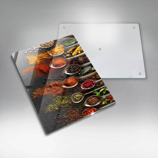 Deska kuchenna szklana Łyżki z przyprawami
