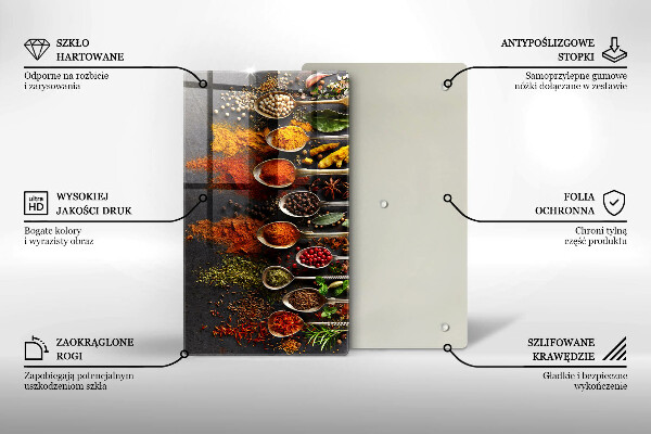 Deska kuchenna szklana Łyżki z przyprawami