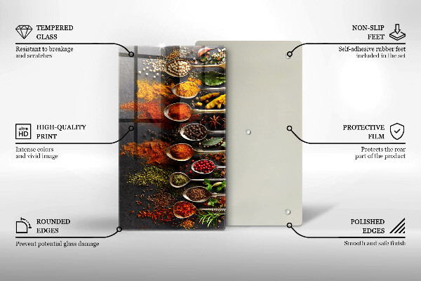 Deska kuchenna szklana Łyżki z przyprawami