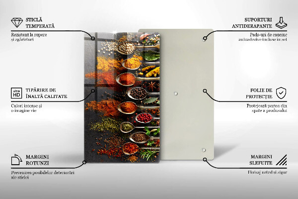 Deska kuchenna szklana Łyżki z przyprawami