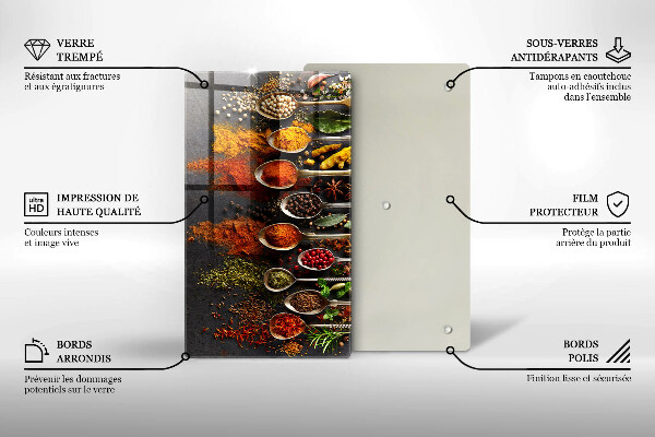 Deska kuchenna szklana Łyżki z przyprawami