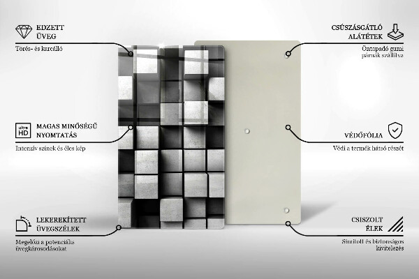 Deska kuchenna szklana Abstrakcja kwadraty 3D