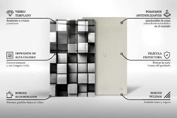 Deska kuchenna szklana Abstrakcja kwadraty 3D