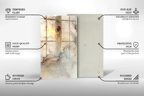 Deska kuchenna szklana Tekstura marmur ze złotem