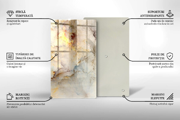 Deska kuchenna szklana Tekstura marmur ze złotem