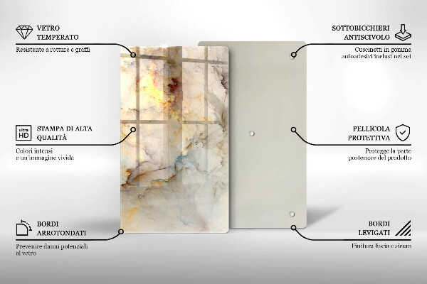 Deska kuchenna szklana Tekstura marmur ze złotem