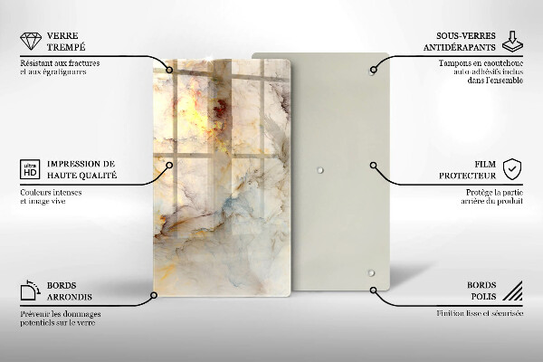 Deska kuchenna szklana Tekstura marmur ze złotem