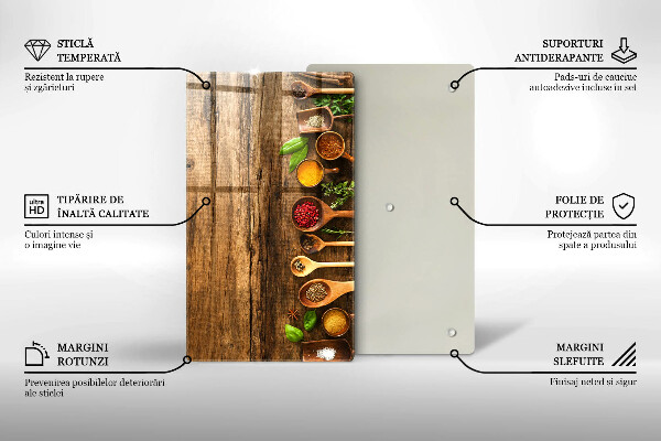 Deska kuchenna szklana Drewniane łyżki przyprawy