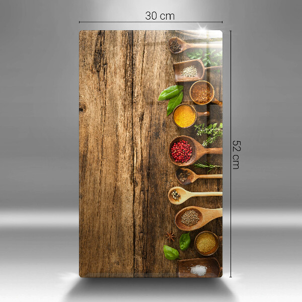 Deska kuchenna szklana Drewniane łyżki przyprawy