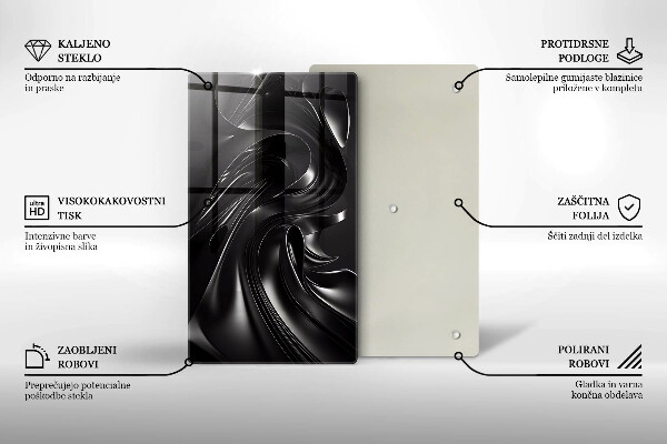 Deska kuchenna szklana Abstrakcja czarna masa