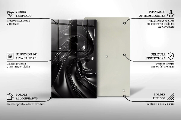 Deska kuchenna szklana Abstrakcja czarna masa