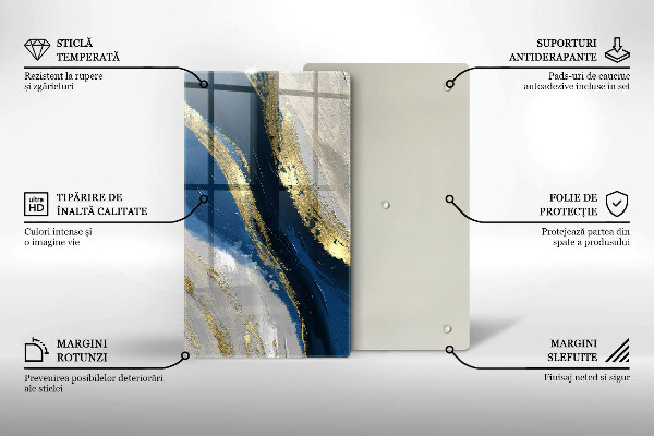 Deska kuchenna szklana Tekstura ze złotem