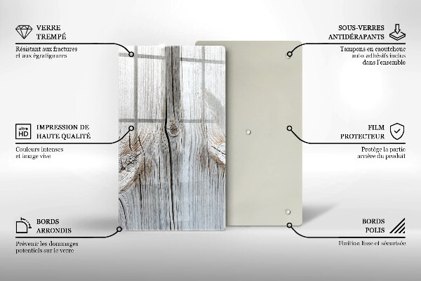 Deska kuchenna szklana Jasna struktura drewna