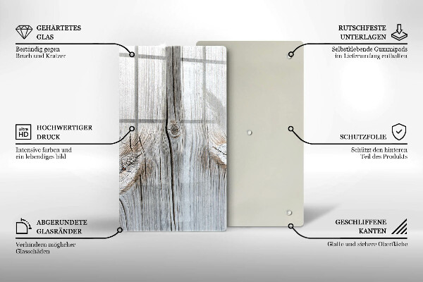 Deska kuchenna szklana Jasna struktura drewna