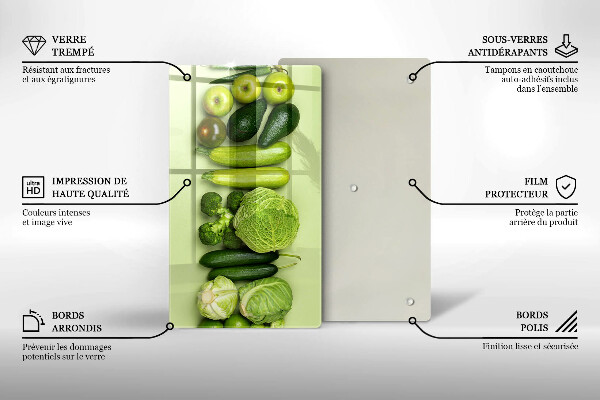 Deska kuchenna szklana Zielone owoce i warzywa