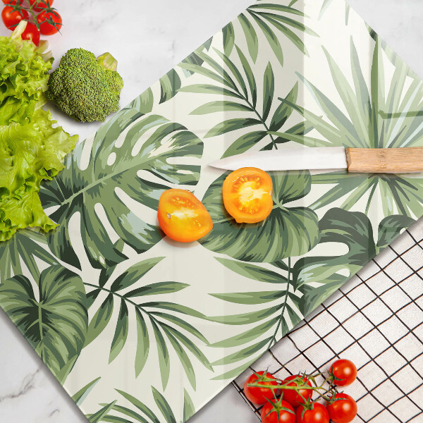 Deska kuchenna szklana Ilustracja liści monstery