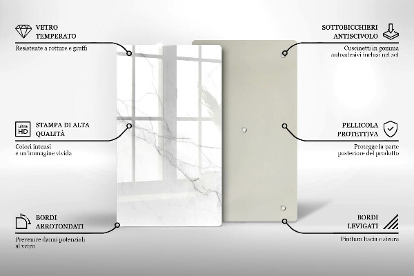 Deska kuchenna szklana Delikatny biały marmur