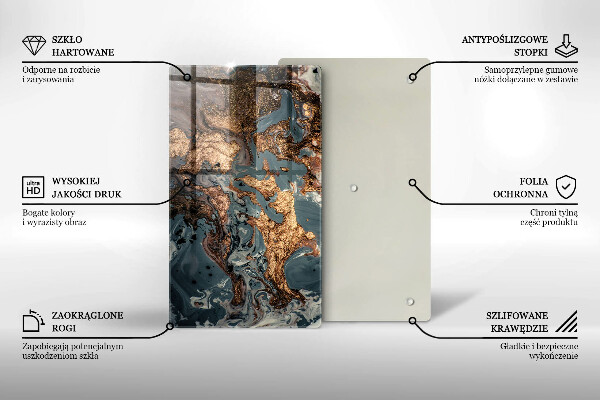 Deska kuchenna szklana Ozdobna skała ze złotem
