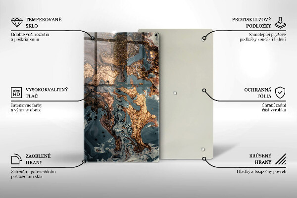 Deska kuchenna szklana Ozdobna skała ze złotem