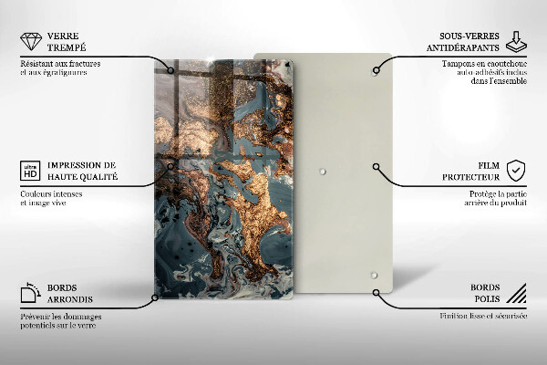 Deska kuchenna szklana Ozdobna skała ze złotem