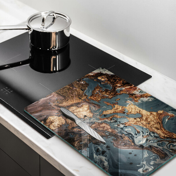 Deska kuchenna szklana Ozdobna skała ze złotem
