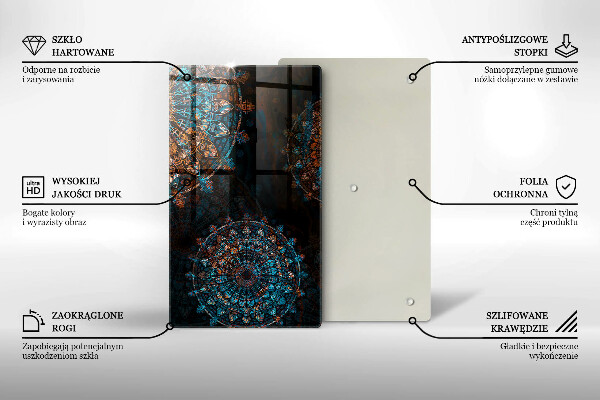 Deska kuchenna szklana Boho vintage koła