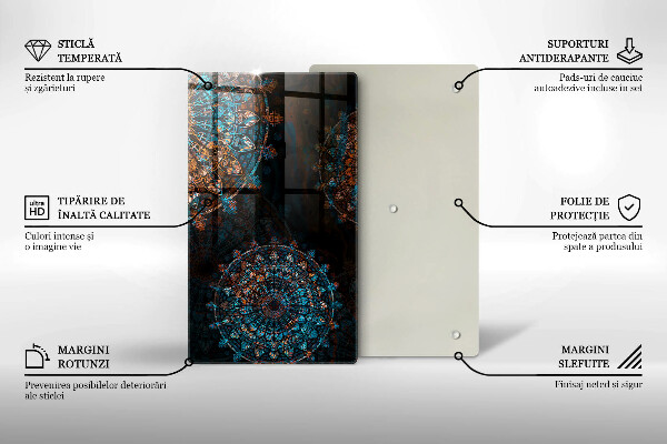 Deska kuchenna szklana Boho vintage koła