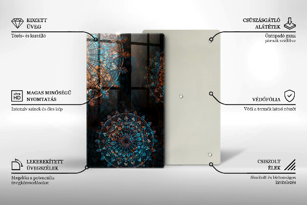 Deska kuchenna szklana Boho vintage koła