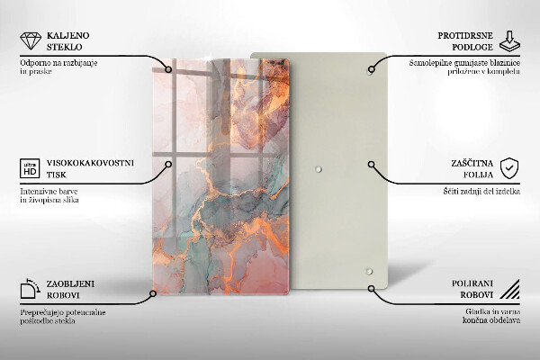 Deska kuchenna szklana Marmur ze złotem