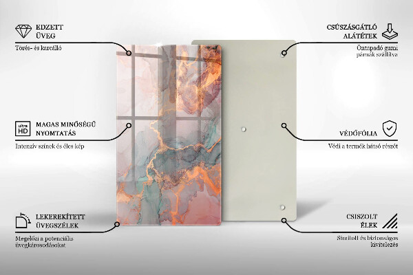 Deska kuchenna szklana Marmur ze złotem