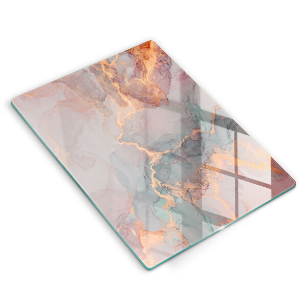 Deska kuchenna szklana Marmur ze złotem