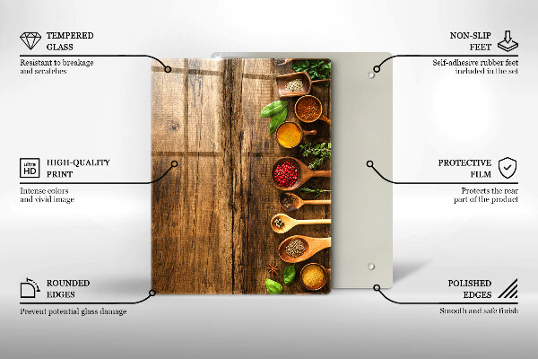 Deska kuchenna szklana Drewniane deski i liście