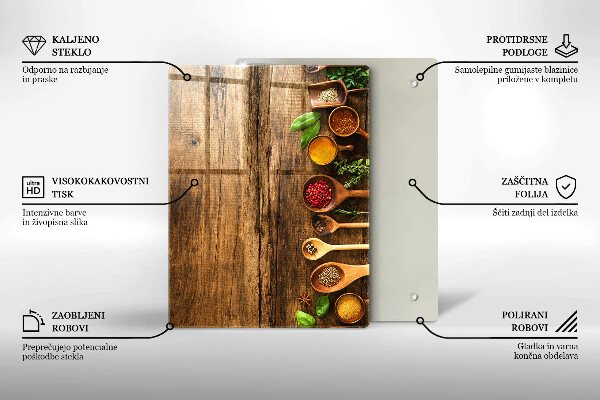 Deska kuchenna szklana Drewniane deski i liście