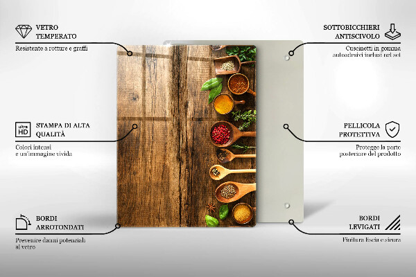 Deska kuchenna szklana Drewniane deski i liście