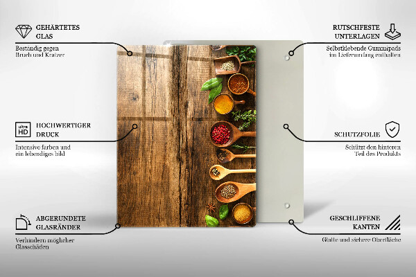 Deska kuchenna szklana Drewniane deski i liście
