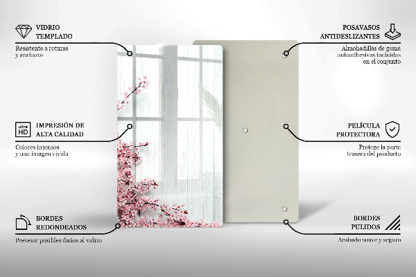 Deska kuchenna szklana Kwiaty na deskach