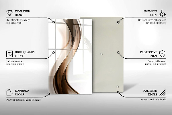 Deska kuchenna szklana Abstrakcja brązowe linie