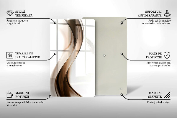 Deska kuchenna szklana Abstrakcja brązowe linie