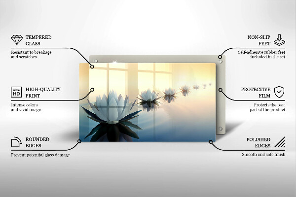 Szklana deska do krojenia Kwiaty lilie na wodzie