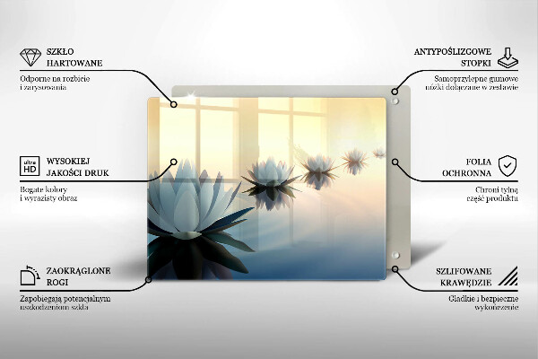 Szklana deska do krojenia Kwiaty lilie na wodzie