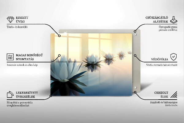 Szklana deska do krojenia Kwiaty lilie na wodzie