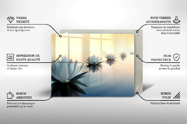 Szklana deska do krojenia Kwiaty lilie na wodzie