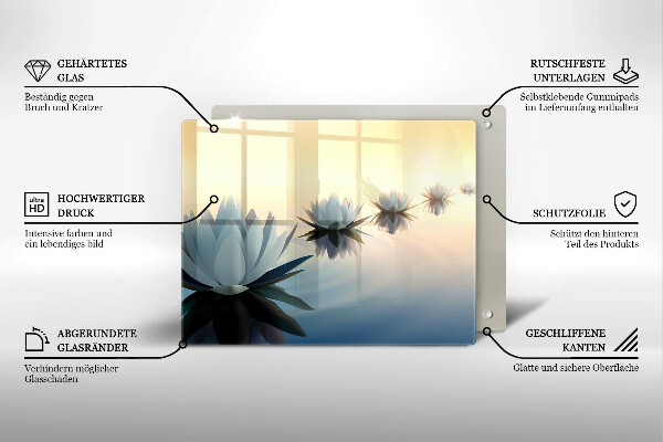 Szklana deska do krojenia Kwiaty lilie na wodzie