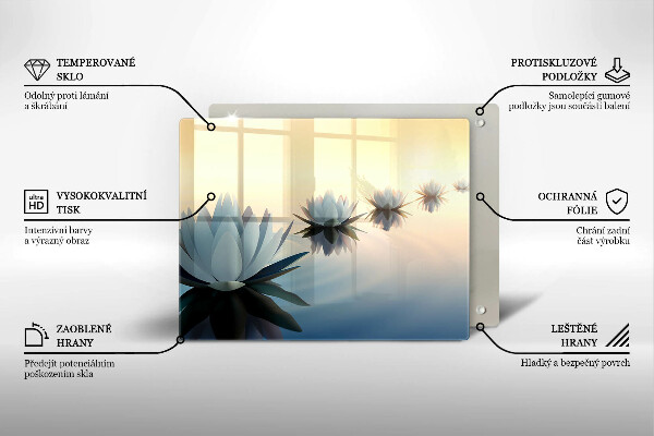 Szklana deska do krojenia Kwiaty lilie na wodzie