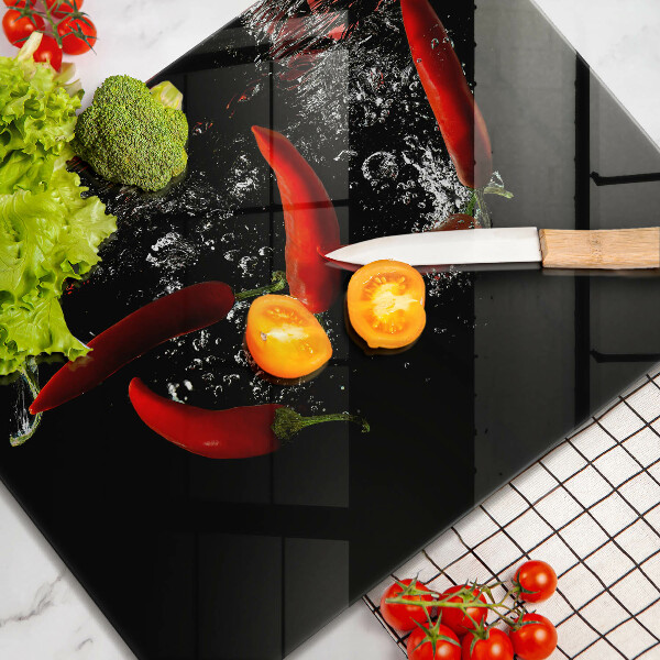 Szklana deska do krojenia Papryczki chili w wodzie