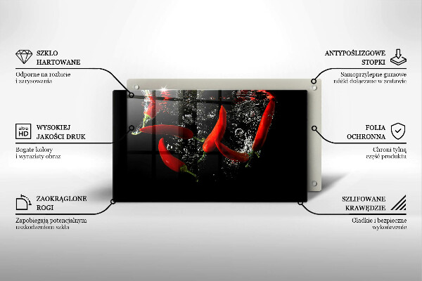 Szklana deska do krojenia Papryczki chili w wodzie