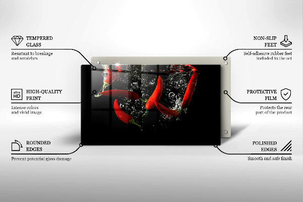 Szklana deska do krojenia Papryczki chili w wodzie
