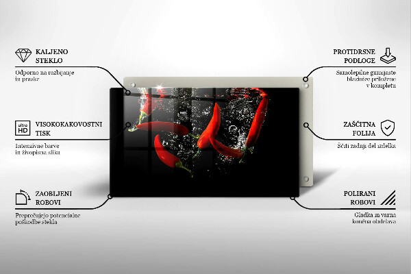Szklana deska do krojenia Papryczki chili w wodzie